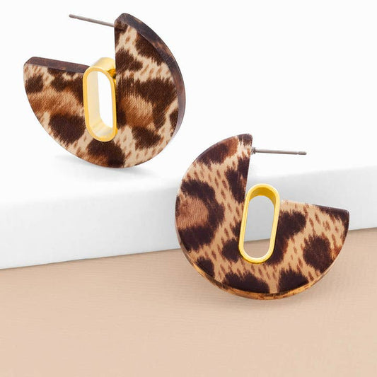 Leopard Flat Hoop Earring