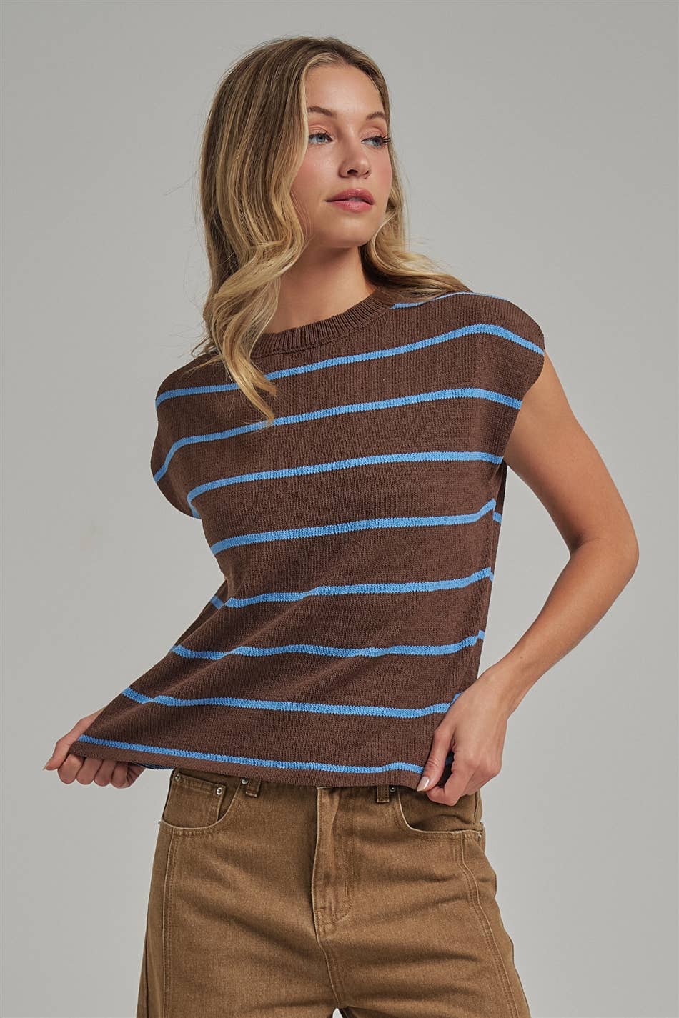 Brown/Blue Stripe Sweater Vest