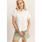 Tina Rolled Sleeve Button-Up Top