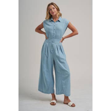 Wide Leg Denim Jumpsuit