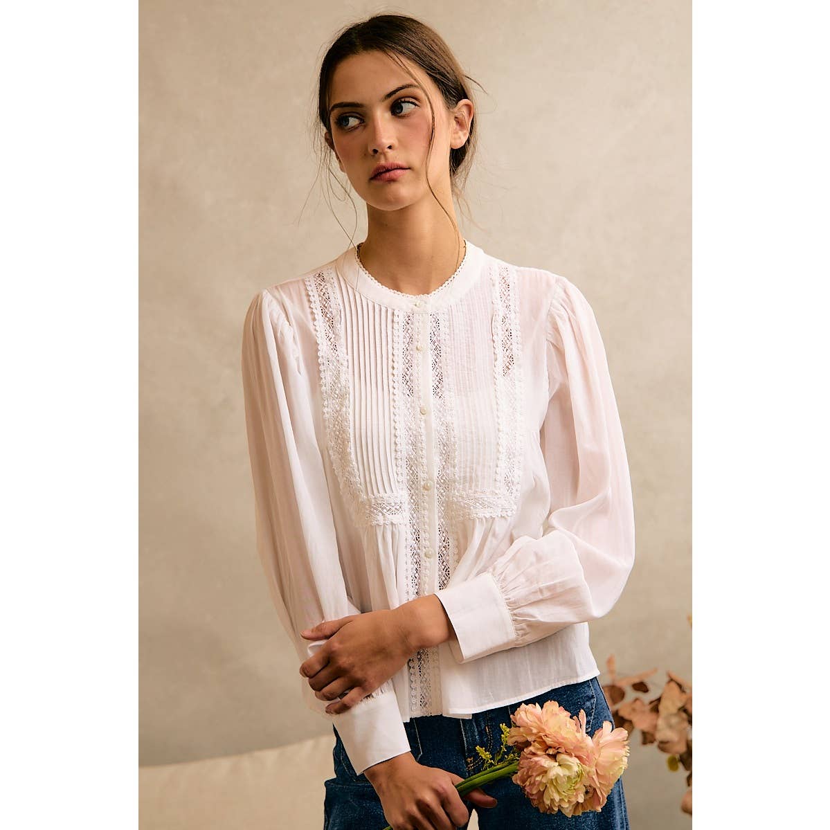 White Lace Button Up