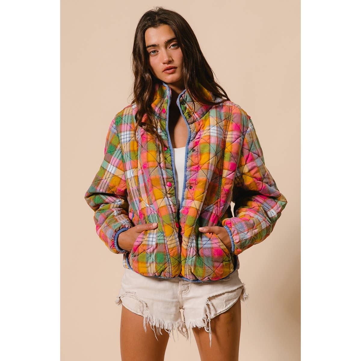 Vintage Plaid Quilted Jacket
