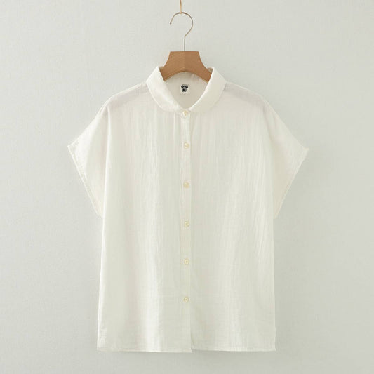 White Muslin Button-Down Blouse
