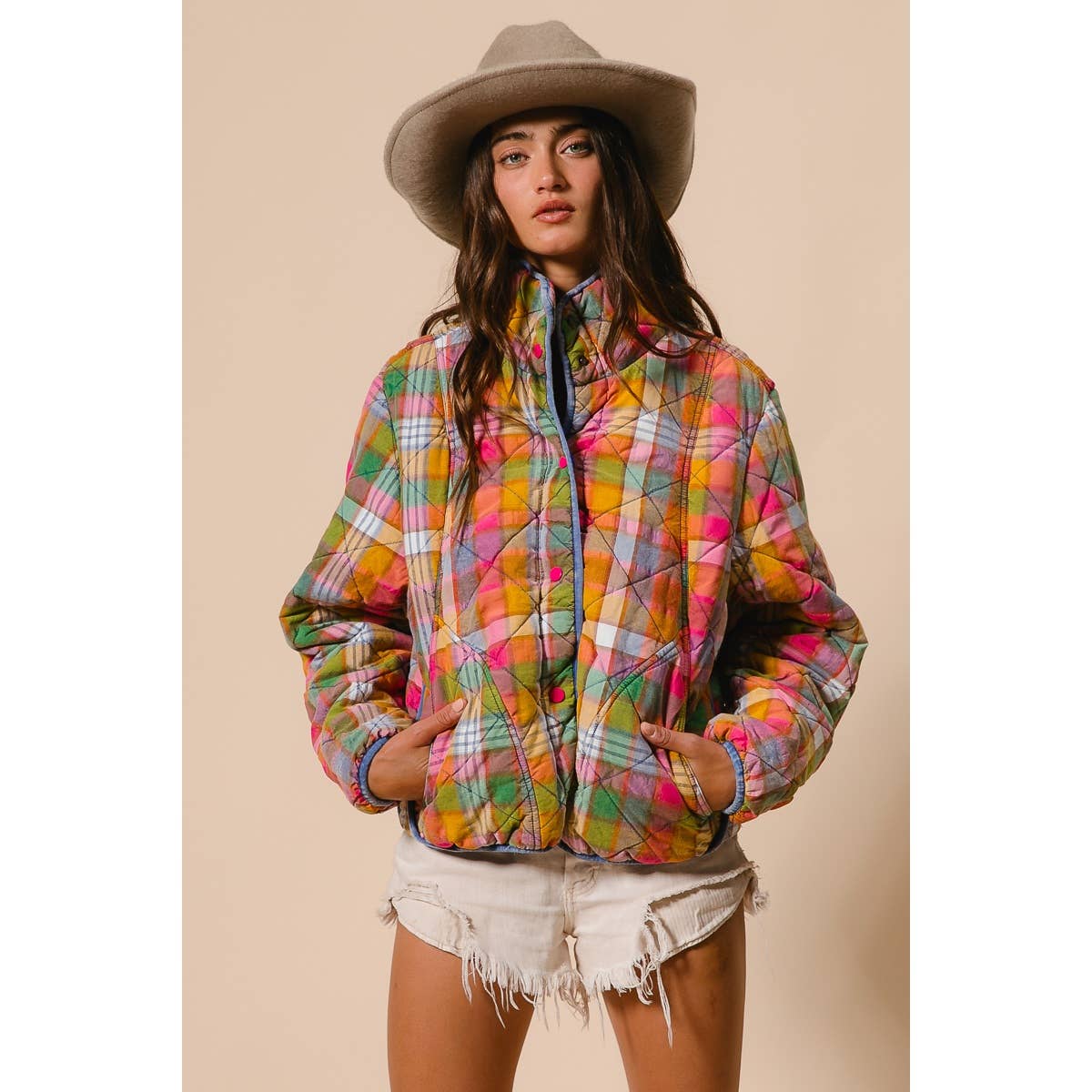Vintage Plaid Quilted Jacket