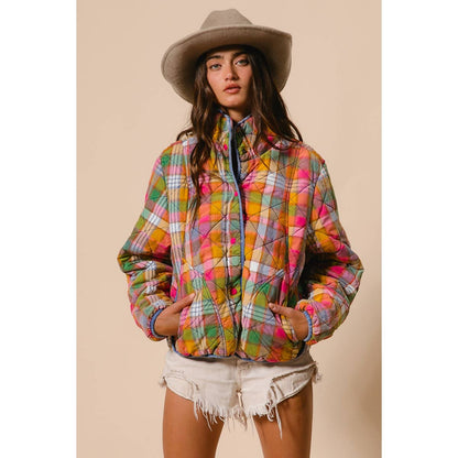 Vintage Plaid Quilted Jacket