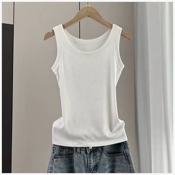 White Ribbed Fitted Tank
