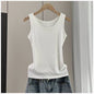 White Ribbed Fitted Tank