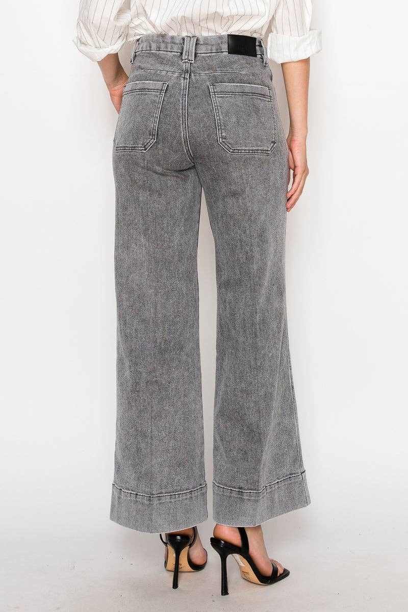 Perfect Palazzo Jeans in Acid Black