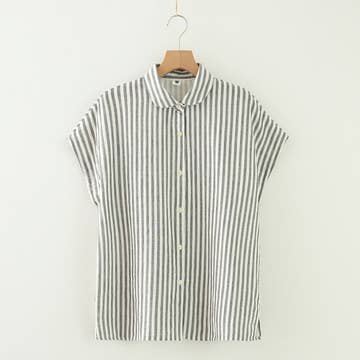 Grey Stripe Muslin Button-Down Blouse
