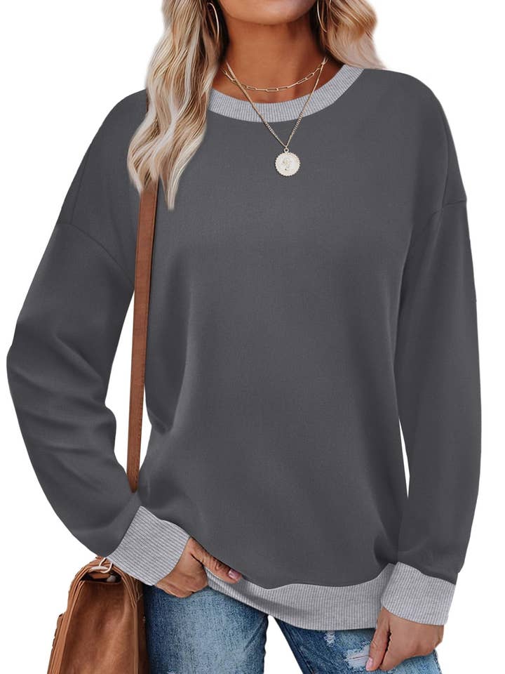 Grey Colorblock Crewneck Sweatshirt