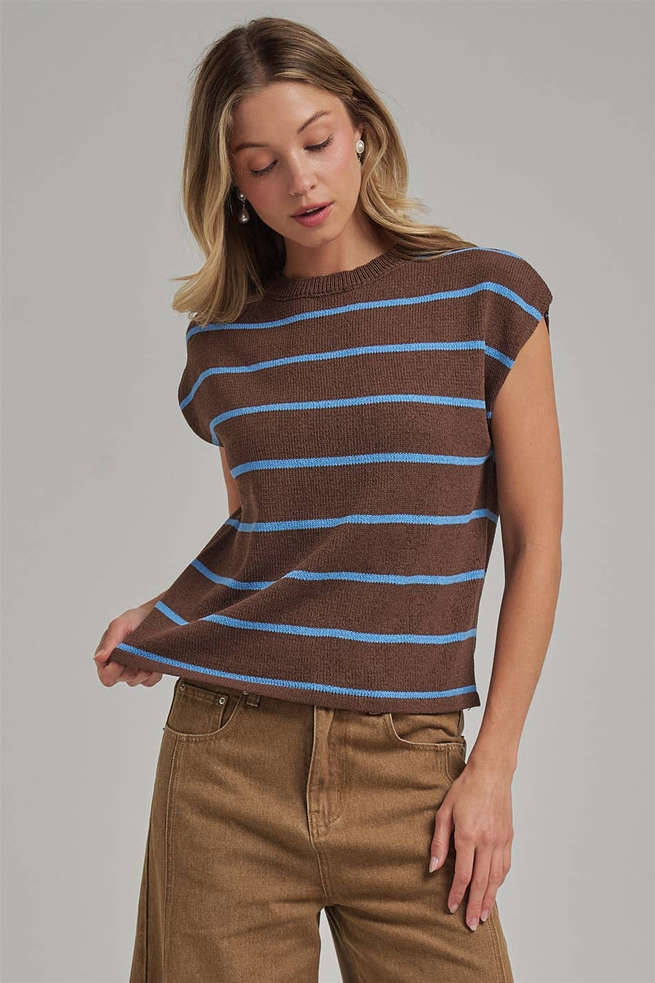Brown/Blue Stripe Sweater Vest