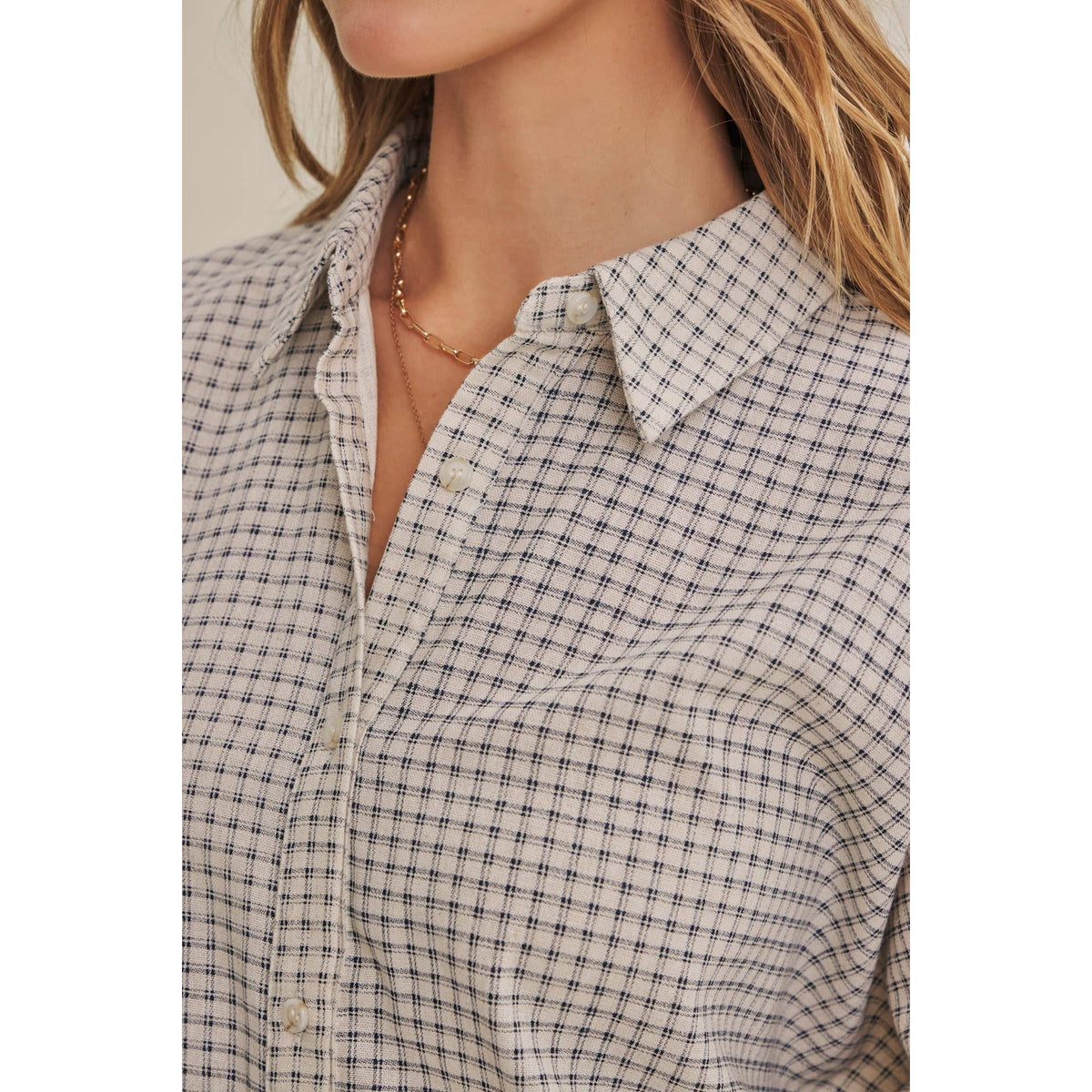 Plaid Dolman Button-Down Shirt