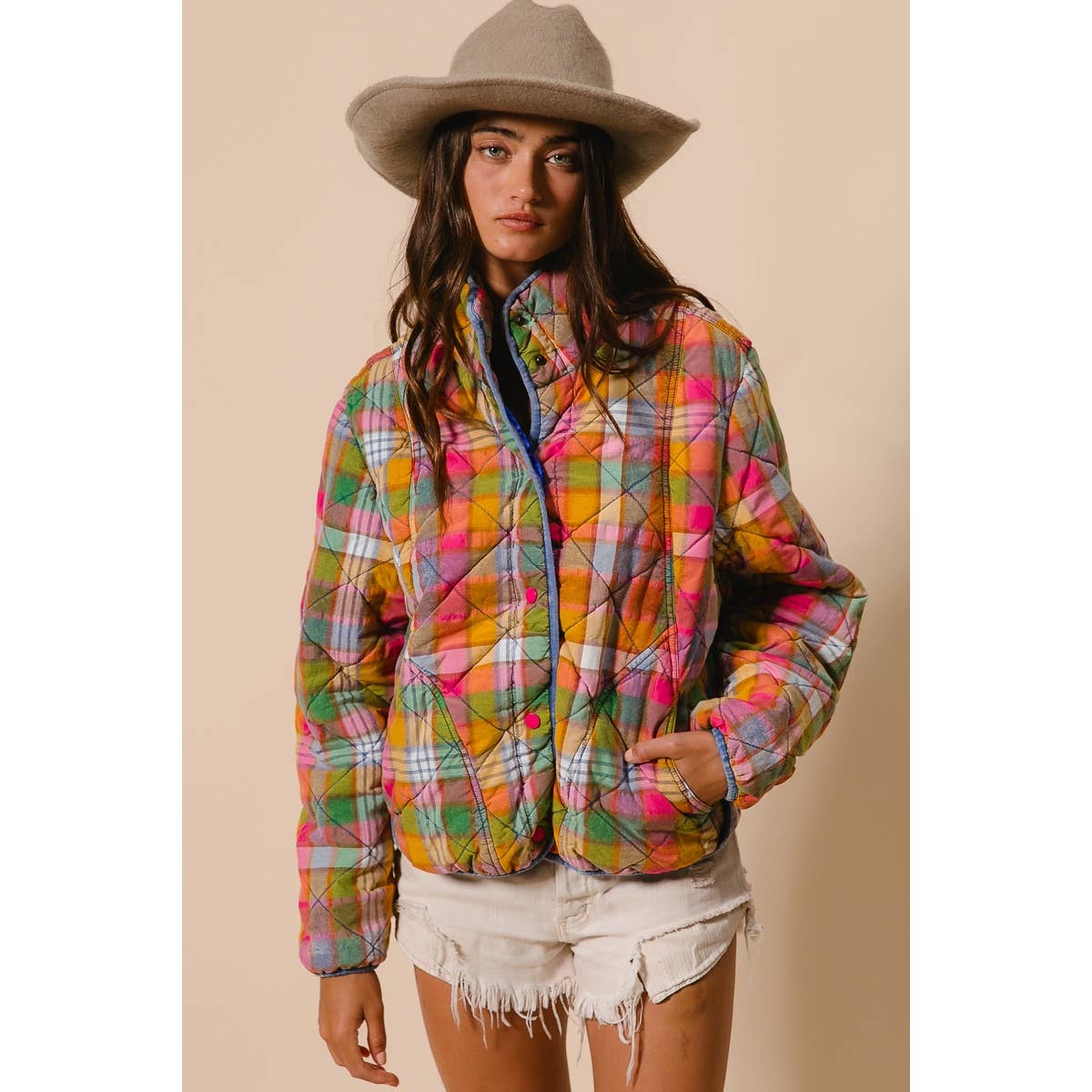 Vintage Plaid Quilted Jacket