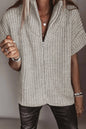 Light Grey Zipper Knit High Neck Sweater