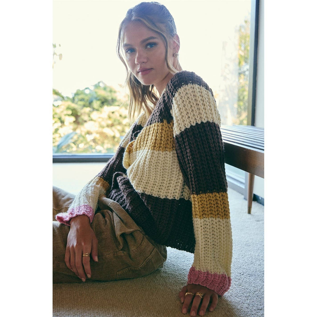 Fall Stripe Chunky Cardigan