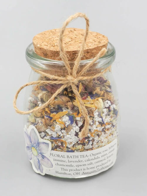 glass jar filled with bath tea