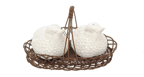 white bird salt and pepper shaker set