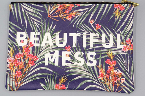 beautiful mess floral makeup bag